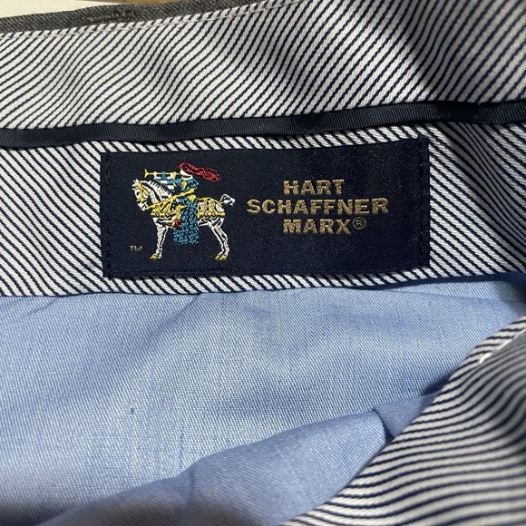 Hart Schaffner Marx Mens Dress Pants GRAY 42 x 33 WOOL Cuffed Hem PLEATED Casual - Picture 3 of 7